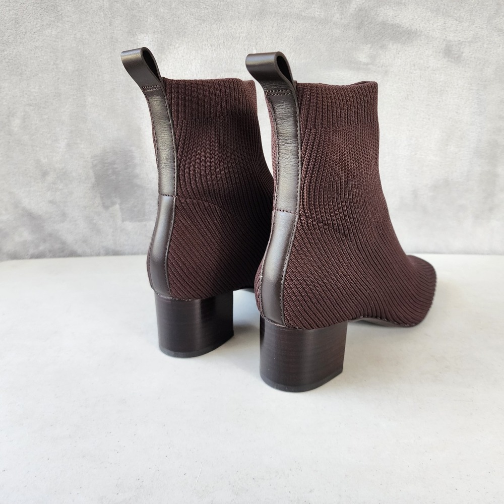 Everlane Boots Womens Size 9 The Glove Dark Brown Block Heel Ribbed Reknit Sock - Picture 7 of 14